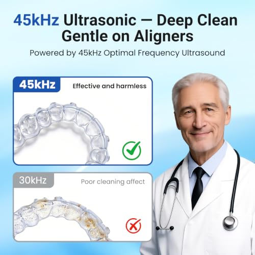Ultrasonic Retainer Cleaner Machine, 42dB Dental Cleaning Pod for Denture