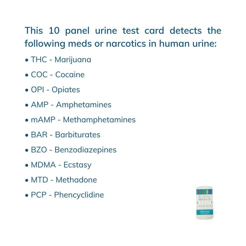 10 Panel Dip Drug Testing Kit, Test for 10 Different Drugs. (1) - BeesActive Australia
