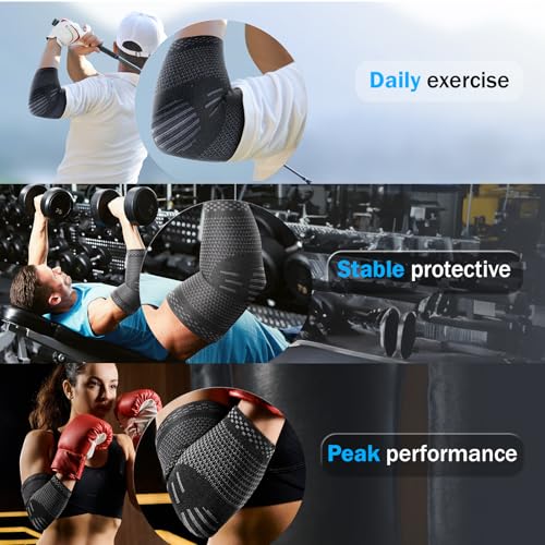 POWERLIX 2Pack Elbow Orthopedic Brace Compression Support (Pair) - Elbow Sleeve for Tennis Elbow, Golfer’s Elbow, Bursitis, and Sprains, Arthritis, Tendonitis. Pain Relief (Blue, M) Medium(2Pack) Blue