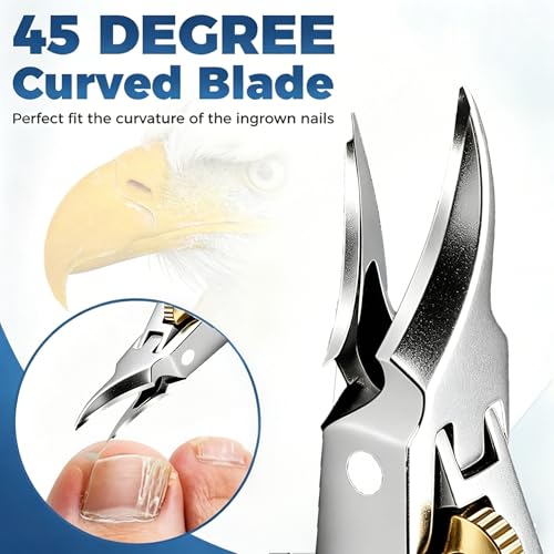 3-Piece Nail Clippers Set, Eagle Beak Beveled Toenail Clippers for Ingrown