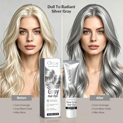 Silver Hair Dye – 2-in-1 Color & Conditioner for Light Hair Grey 2 pack