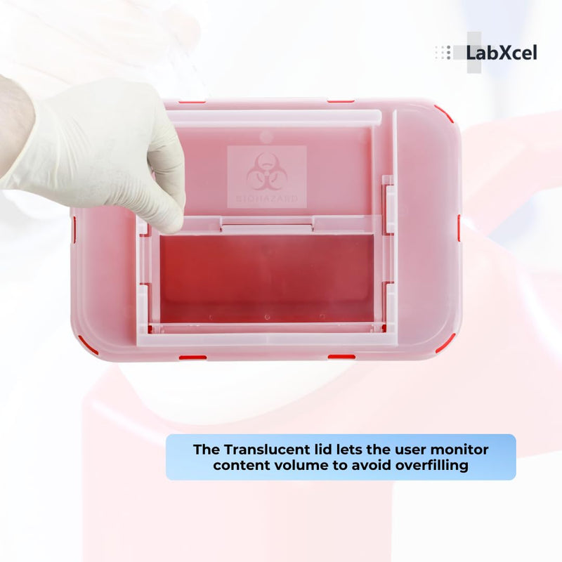 Polypropylene 2 Gallons Sharps Container with Cap ‚Äì Needle & Syringe Disposal for Home & Professional Use, Free Standing, Translucent Sliding Lid, PVC-Free Medical Waste Bin ‚Äì Red, 2 Count