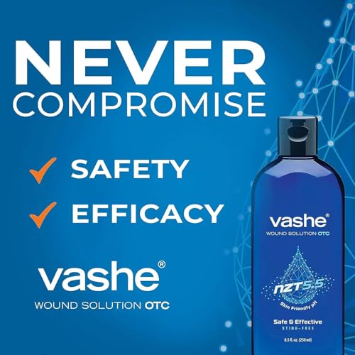 Vashe Wound Solution OTC | Pure Hypochlorous Acid-Preserved Wound Cleanser | Home Wound Care | Non-Cytotoxic and Skin-Neutral pH | 8.5 Fl Oz