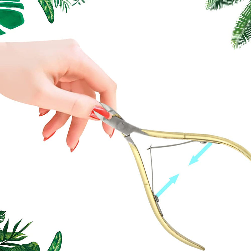 8Pieces Cuticle Trimmer Cuticle Nipper Cuticle Remover Cuticle Cutter with Cuticle Pusher Stainless Steel Cuticle Cutter Clipper Nail Tools for Fingernails and Toenails (Gold) Gold