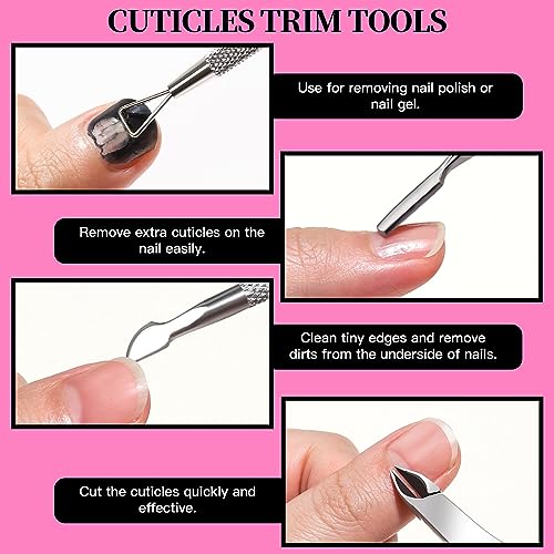FANDAMEI Nail Care Kit, Nail Files 100/180, Nail Buffer Block, Cuticle Nippers, Cuticle Trimmer, Cuticle Pusher, Nail Tools, Nail Kit, Pedicure & Manicure Tools, Nail Prep Kit, Manicure Kit for Women C-pink