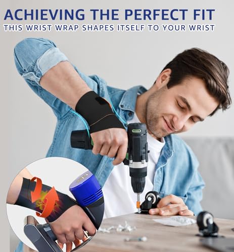 HiRui Ultra-Thin Elastic Wrist Brace Wrist Wraps, Compression Wrist Straps Support for Carpal Tunnel Arthritis Tendonitis Sprains Pain Relief Workout, Soft & Comfortable (Black (Pack of 2)) Black (Pack of 2)
