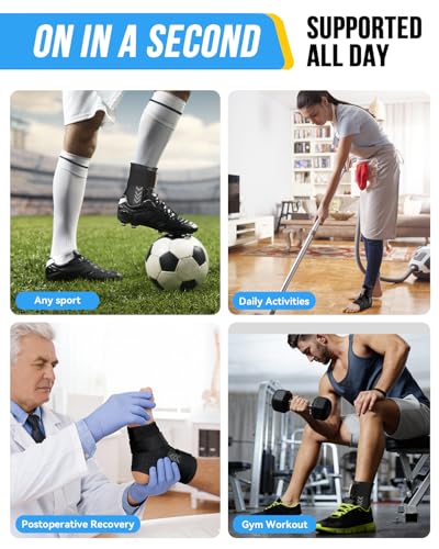 Ankle Brace for Sprained Ankle, Quick Lace-Up Ankle Support Medium Black