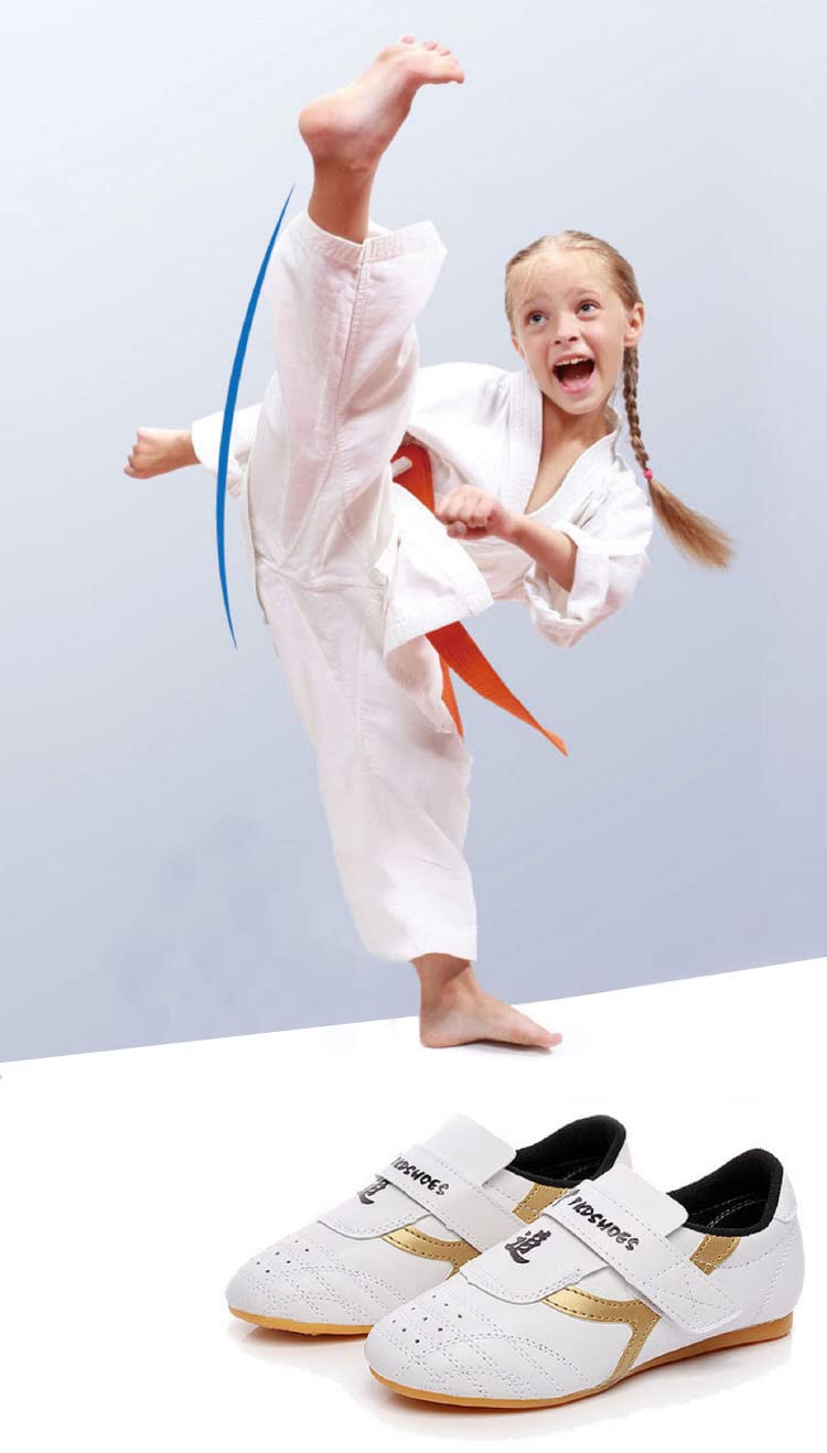 MSMAX Art Taekwondo Shoes Light Weight Boxing Karate Kung Fu Tai Chi Sneakers 10.5 Toddler White
