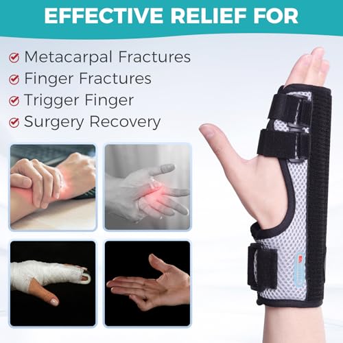 ENLUNTRA Trigger Finger Splint,Hand Brace with Finger Support,Right or Left Adjustable Hand Brace - Straightening for Trigger Finger, Injury, Fracture(BLACK) black