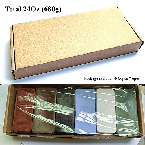 DSMART Metal Polishing Buffing Compound Sets 24oz 6Pcs (4oz Each) Polish Rouge for Aluminum Stainless Steel Jewelry from Course to Fine Polish Compound Bar 24 Oz. 6