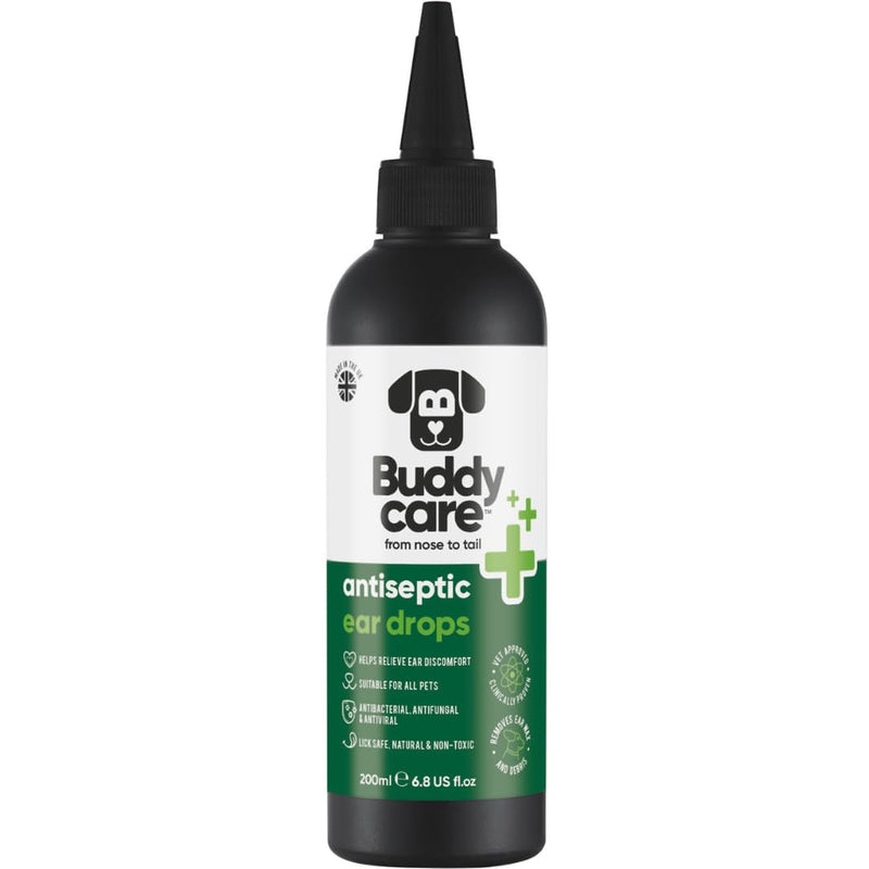 Buddycare Antiseptic Dog Ear Cleaner 200ml Soothing Ear Drops for Pets Antiseptic Ear Drops | Vet Approved Antibacterial Ear Drops for Dogs Cats and all Pets Antiseptic Ear Cleaner
