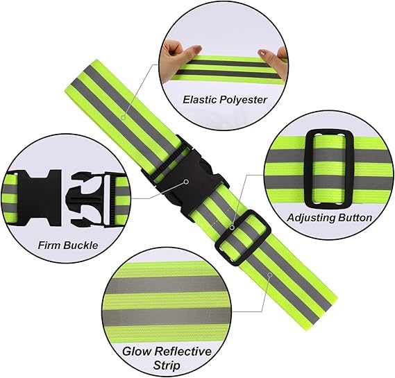 Little World Reflective Belt, Reflective Running Gear Elastic Reflective Sash Green, Orange 10