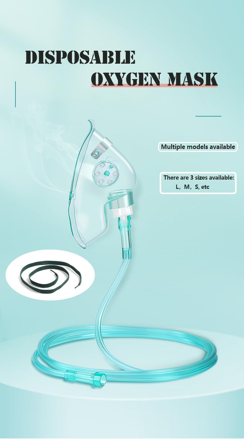 3 Packs Pediatric Standard Oxygen Mask with 6.6' Tubing and Adjustable Elastic Strap Size M M-3pack - BeesActive Australia