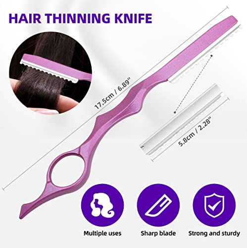 Professional Hair Cutting Scissors Sets Stainless Steel Barber Hairdressing Scissors Multifunctional Salon Thinning Scissors Straight Shears Tools Gifts for Mom Dad Friends (Purple) Purple