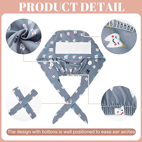Saintrygo 8 Pcs Dental Scrub Caps Adjustable Nurse Hats Badge Reel Bag
