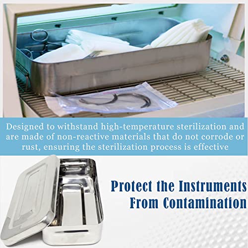 Stainless Steel LAB Dental Sterilizer Instrument Box, Organizer Jewelry/Tools Storage Tray with Lid - 8.5L x 4.25W x 2H