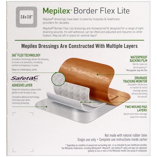 Mepilex Border Flex Lite 4 x 4 in (10 x 10 cm) Hospital Quality Dressings