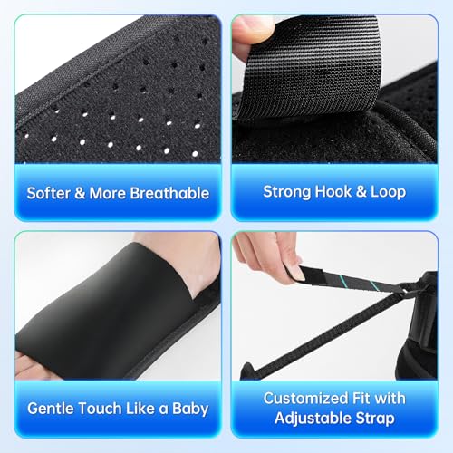Plantar Fasciitis Brace Night Splint, Adjustable Foot Support for Heel Spur, Foot Drop & Achilles Tendonitis Relief, Comfortable Day & Night Use for Men and Women (Black, Medium) Black