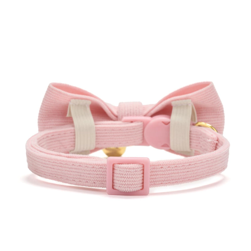Cotton Breakaway Cat Collar with Bowtie and Bell, Adjustable Cute Soft Corduroy Kitten Collars for Girl Cats,Pink Neck 7.5" - 11.0" Pink - BeesActive Australia