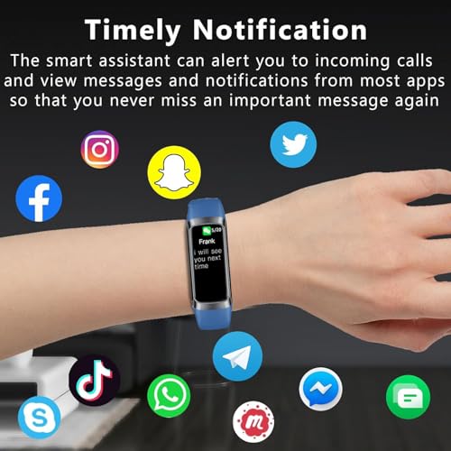 Fitness Tracker with 24/7 Blood Oxygen Heart Rate and Sleep Monitor,IP68 Waterproof,1.10''AMOLED Touch Color Screen,Step Counter Health Activity Trackers for Women Men (Blue) Blue