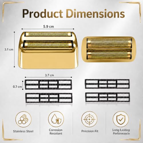 Replacement Heads Foil & Cutters Compatible with BaBylissPRO FXFS2 Shaver 2 gold