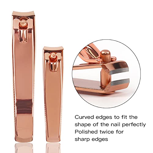 Rocutus 2pcs/Set Portable Nail Scissors Adult Pedicure Nail Clippers Household Small Scissors Foot Manicure Scissors Manicure Tools (Rose Gold) Rose Gold