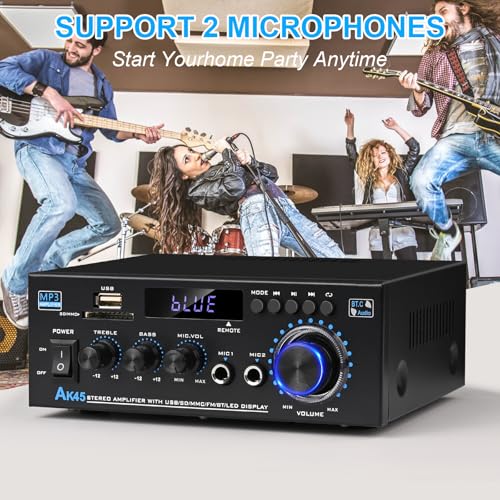 AK45 Bluetooth 5.0 Audio Amplifier 400W 2 Channel Stereo Receiver AK45