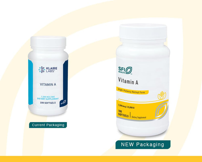 Klaire Labs Vitamin A - High Potency 25000 IU Dose (7,500mcg RAE) from Fish Liver Oil, Preformed Retinol Form (100 Softgels) - BeesActive Australia