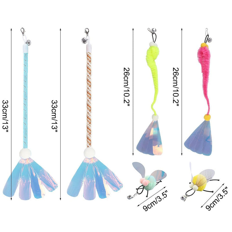 MiOYOOW Cat Wand Toy Refills, 6PCS Sequins Cat Insect Toy Interactive Cat Wand Replacement with Bells for Indoor Cats Kittens - BeesActive Australia