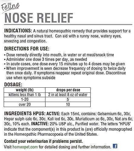 HomeoPet 2 Pack of Feline Nose Relief 15 Milliliters Each Homeopathic Remedy for Cats Congestion Runny Nose Sneezing and Sinus Infection - BeesActive Australia