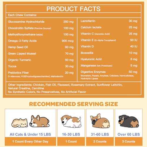 Omega 3 Fish Oil for Dogs, Glucosamine for Dogs 180 Counts