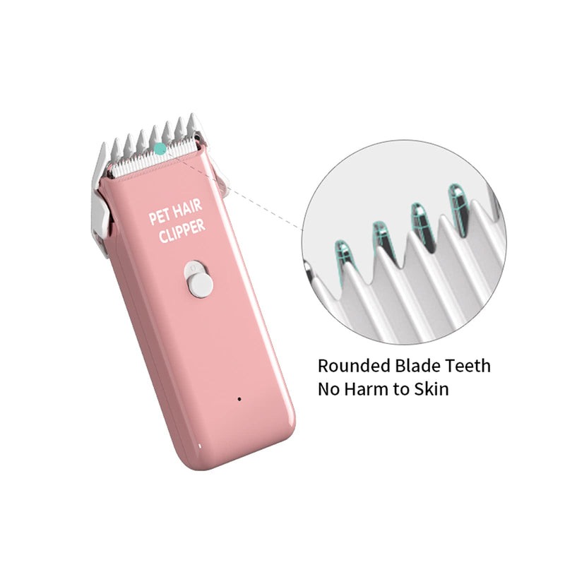 Dog Cat Home Hair Waterproof Clipper Portable Electric USB Rechargeable Pet Grooming Tools Low Noise Shaver Cordless Trimmer for Small and Large Pets Pink - BeesActive Australia