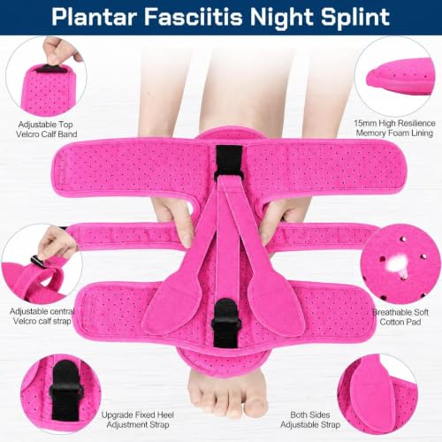 Plantar Fasciitis Night Splint-Upgrade 3 Adjustable Plantar Fasciitis Brace Pink