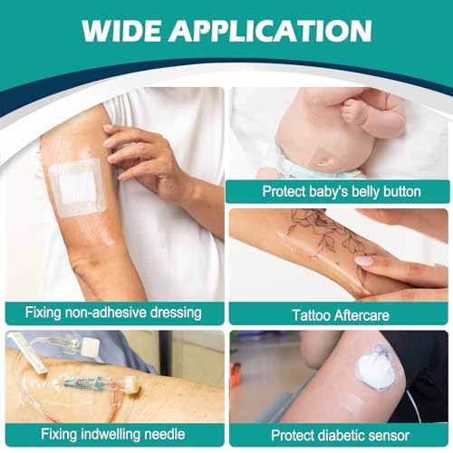 30 Packs Transparent Film Dressing 6'' x 8'' - Waterproof Bandages for Swimming, Showering, Wounds, Post Surgical Shower or IV Shield, Tattoo Aftercare Bandage, Scar Therapy, Adhesive Patches 6'' x 8''(30 PCS)