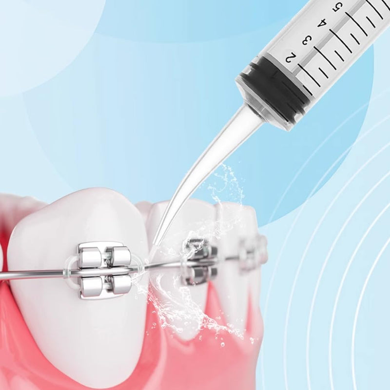 30pcs Wisdom Teeth Syringe, Curved Tip 12ml/cc Irrigation Syringes with Measure Scale, Curved Tip for Dental Care Liquid Oral Tonsil Stone (30pcs) 30pcs - BeesActive Australia