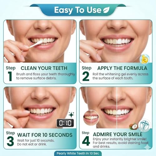 Tooth Paint, Non-Clumping Temporary Teeth Whitening Paint, Natural Brightening Shade Polish for Sensitive Teeth, Smile Touch-Up for Photos, Social Events