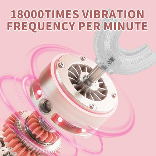Kids Electric Toothbrush, U Shaped Auto Brush Design 2-7 Age Pink Pink 2-7