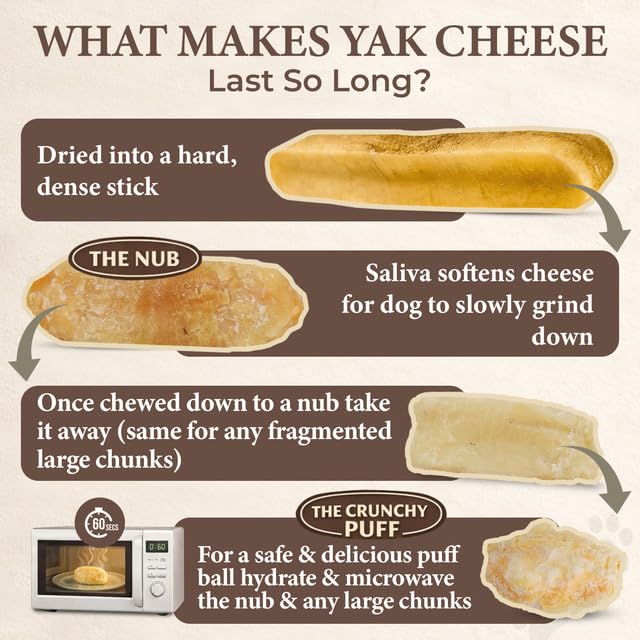 Himalayan Yak Cheese Dog Chew (Large, 3 Count) – 100% Natural, Long-Lasting Hard Treats for Super Chewers – Grain-Free, Lactose-Free, Odor-Free Incredibly Durable Churi Sticks for Dogs 1 Pound (Pack of 1)