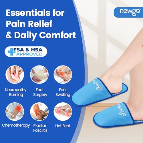 NEWGO Bundle of Plantar Fasciitis Night Splint and Gel Ice Slippers