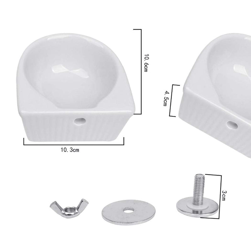 Small Animals Bowl, Detachable Cage Feeder Pet Ceramic Water & Food Feeder, Small Animal Supplies for Rabbit Parrot Squirrels Chinchilla Hamster Ferret (White, M) White Medium - BeesActive Australia