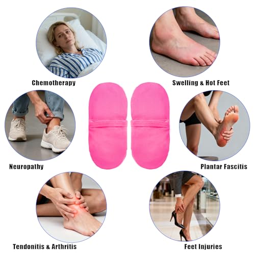 Reusable Cold Therapy Socks, Ice Pack for Feet Heels Injuries Swelling, Cold Pack Socks for Feet, Therapy Socks for Plantar Fasciitis, Neuropathy Chemotherapy, Pain Relief for Foot Ankle (Pink) Pink