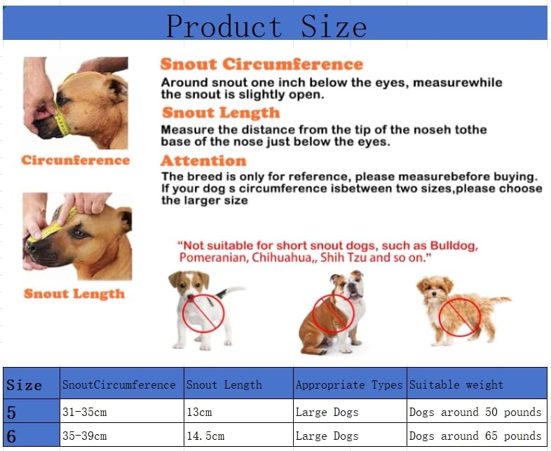 JUXINE muzzle for large dogs, breathable all-round coverage and adjustable straps for muzzles of medium and large dogs, preventing biting, chewing and barking (size 5) SIZE 5 - BeesActive Australia