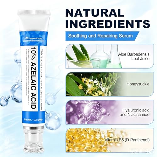 Azelaic Acid 10% Cream for Face - Acne Cream for Rosacea Reducing Relief Pimple Breakouts Blackhead Pigmentation and Redness - Azelaic Acid Gel For Facial and Skin Care