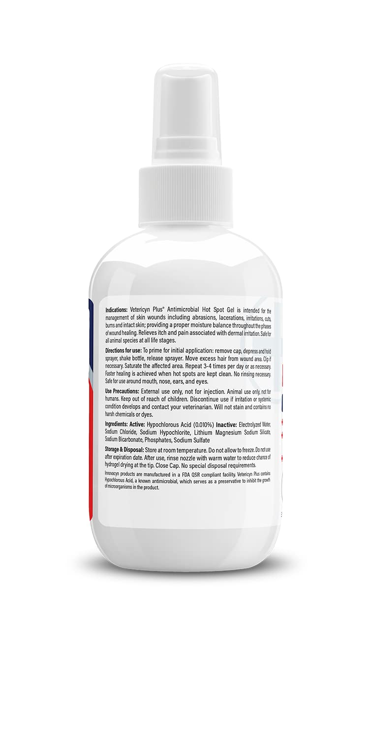 Vetericyn Plus Dog Hot Spot Gel | Spray-On Hot Spot Care for Dogs, Relieves Dog Itchy Skin and Allergy Symptoms, Helps with Skin Inflammation and Redness, Safe for All Animals. 3 ounces - PawsPlanet Australia
