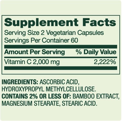Ultra Strength Vitamin C 2000 mg – Immune Support Dietary Supplement – 120 Capsules – Antioxidant & Wellness Support - Pack-1