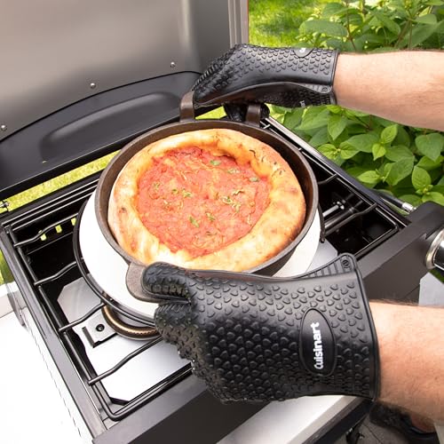 Cuisinart Heat Resistant Silicone Grilling Gloves for Indoor and Outdoor Cooking, Grilling, One Size Heat Resistant Silicone Gloves, 2-Pack