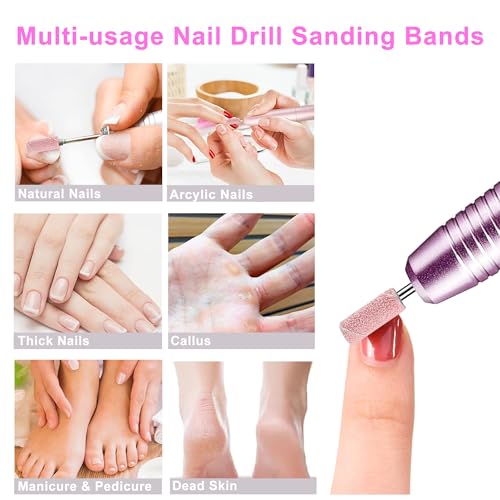 80 Pcs Small Sanding Bands for Nail Drill 80#120#180#240#