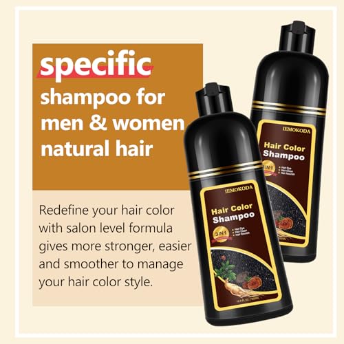 Instant Dark Coffee Hair Dye Shampoo 3 in 1, Hair Color Dye for Men Women
