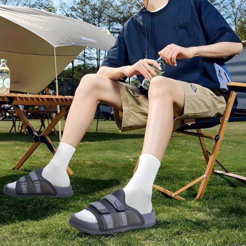KuaiLu Mens Orthotic Sandals Comfort Arch Support Fabric Sandal Slippers 12 Dark Grey
