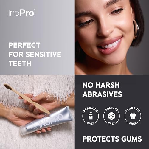 InoPro Teeth Whitening Strips 21 Treatments Kit + InoPro Whitening Hydroxyapatite Toothpaste with Probiotic for Sensitive Teeth 5oz